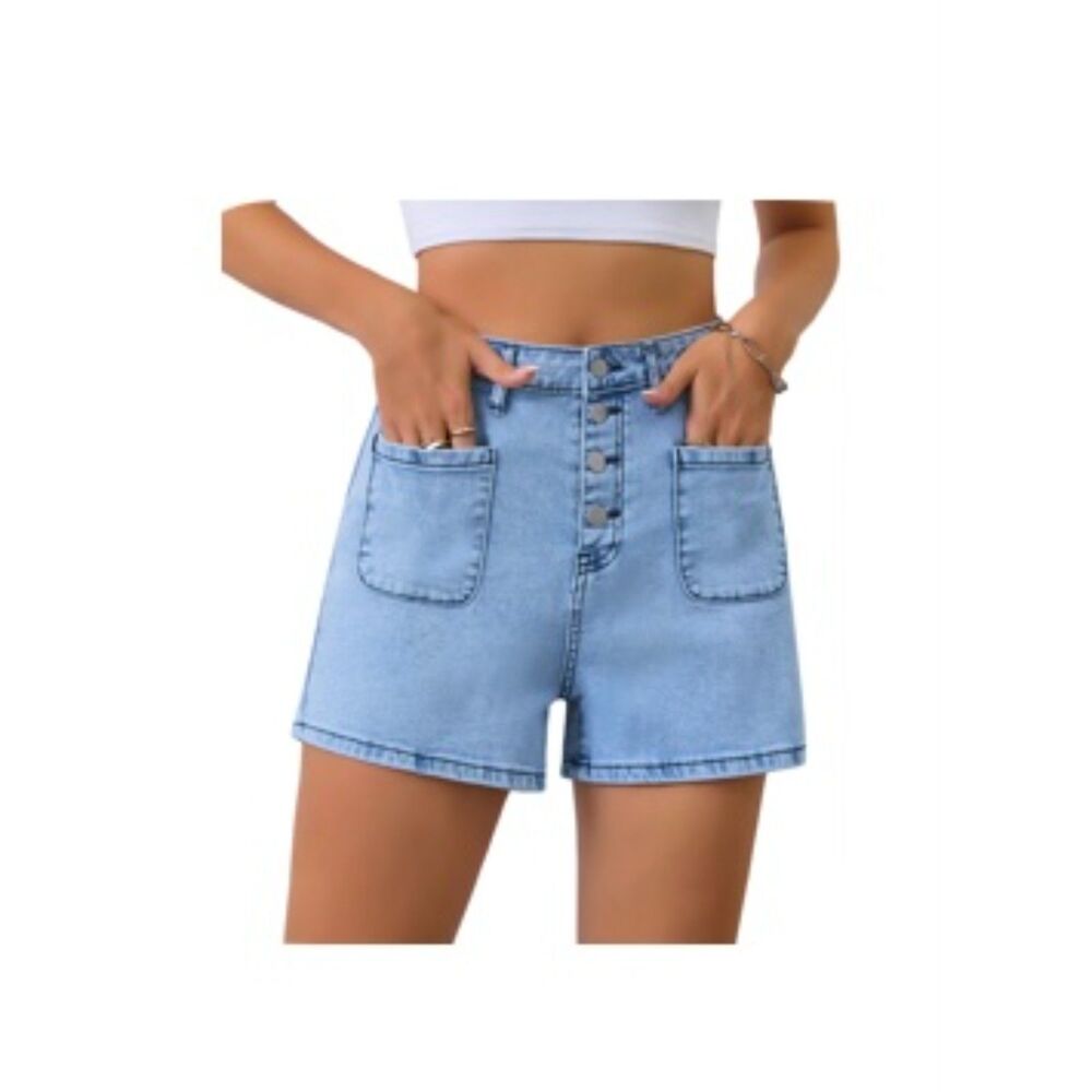 ETOSELL Jean High Waisted Button Shorts, S, 13J-129B002